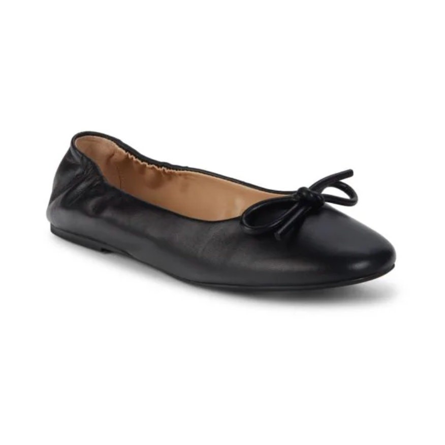 Saks Fifth Avenue Cameron Black Leather Ballet Flats size 8.5 Coquette