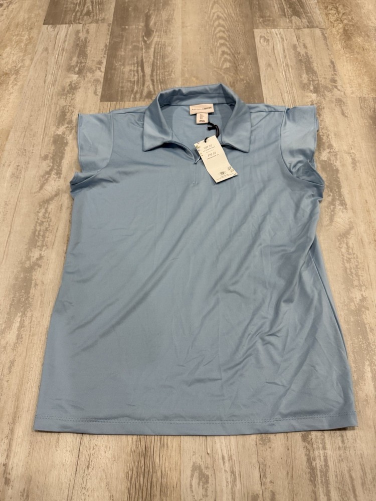 Laura Ashley Golf & Tennis Sleeveless Polo Shirt Women's L Blue UPF 50 NEW