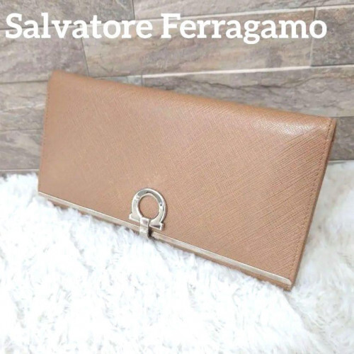 Salvatore Ferragamo Brown Leather Bi-fold Long Wallet 2665