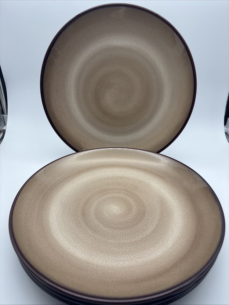 (4) Sango NOVA BROWN 4933 Dinner Plates 11-1/4” Stoneware - Set Of Four