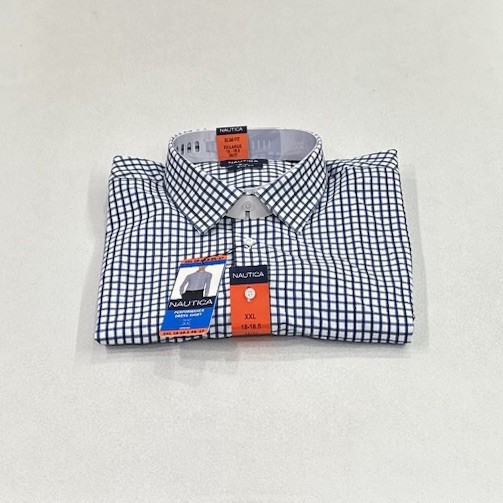 Nautica Men's Performance Slim Fit Dress Shirt, Blue, XXL (18-18.5, 36/37)