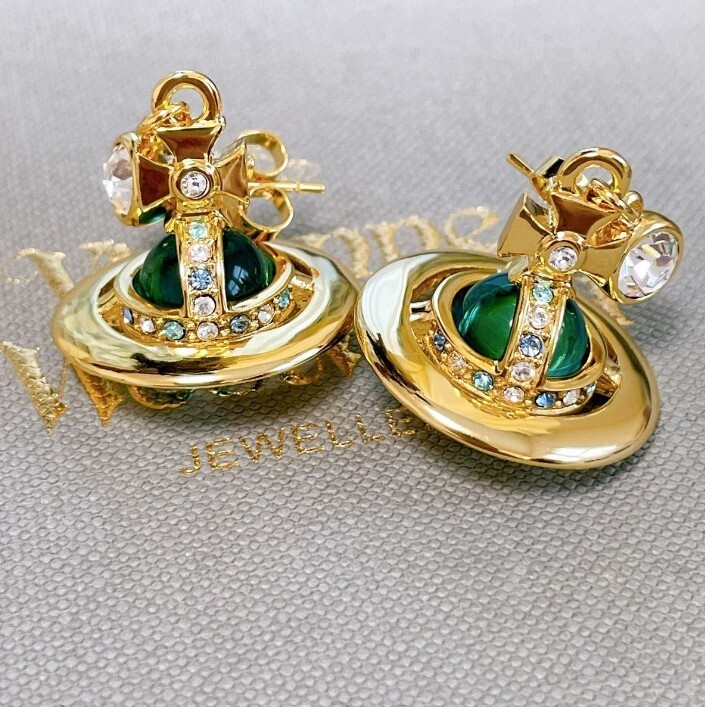 Vivienne Westwood Tiny Orb Earrings Pierce Gold Blue No Box From Japan New F/S