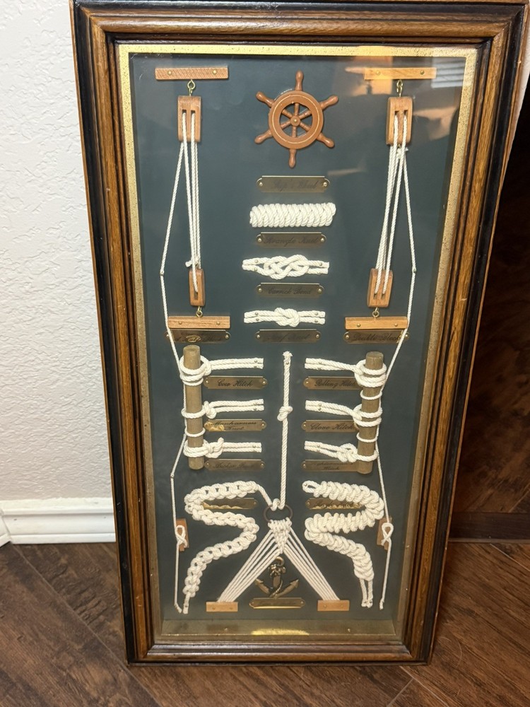 Vintage Nautical Knots Framed Shadow Box Decor