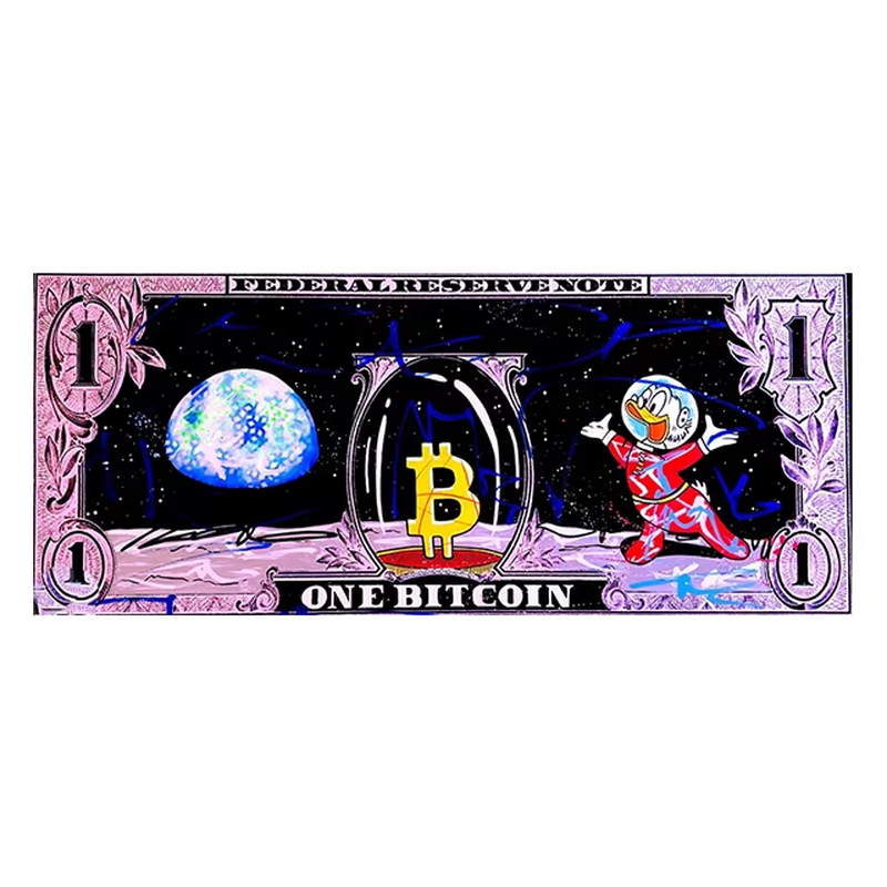 Modern Donald Duck Graffiti Art Painting with Dollar Motifs - Abstract Home Decor-image