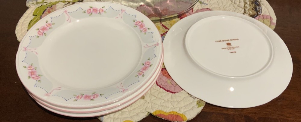 Nikko Empire Pink Floral Ribbon 8-Inch Lunch Plates - Set of 6