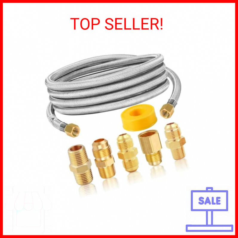 Extensión de manguera de propano trenzado de alta presión MCAMPAS 10 pies con cu de conversión