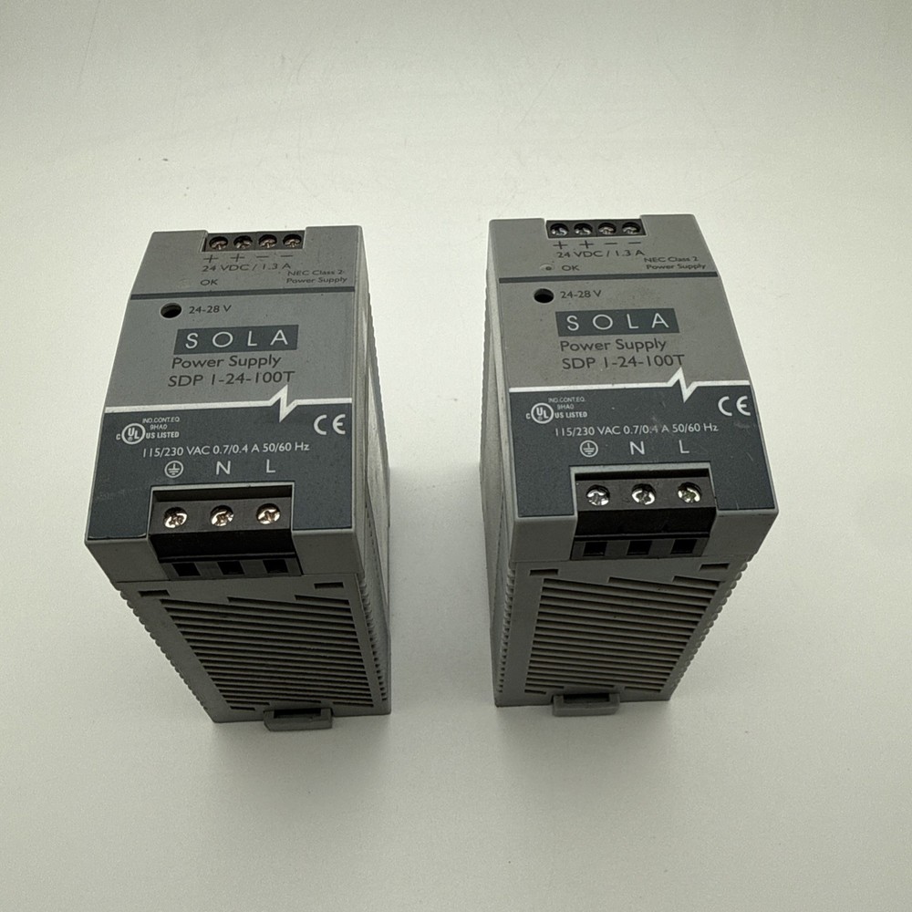 Lot Of 2- SOLA HEVI-DUTY SDP 1-24-100T DIN RAIL POWER SUPPLY