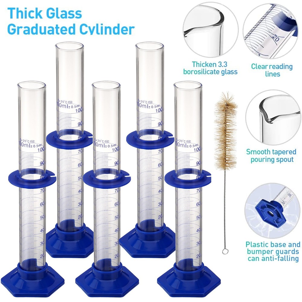 100ml 3.3 Borosilicate Glass Graduated Cylinder, Round Base Measuring Cylinder