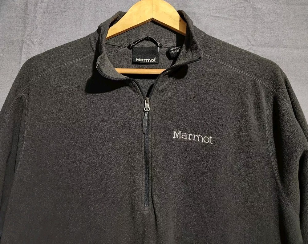 Marmot Jacket Mens M Gray Fleece Windbreaker 1/4 Zip Pullover Mock Neck Hiking