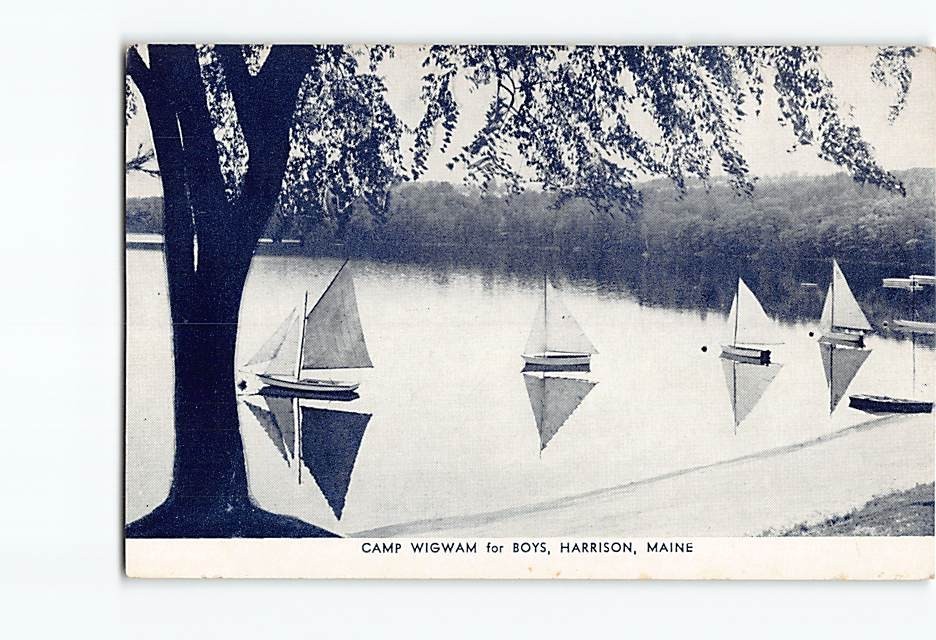 Postcard Sailboats Camp Wigwam for Boys Harrison Maine USA North America