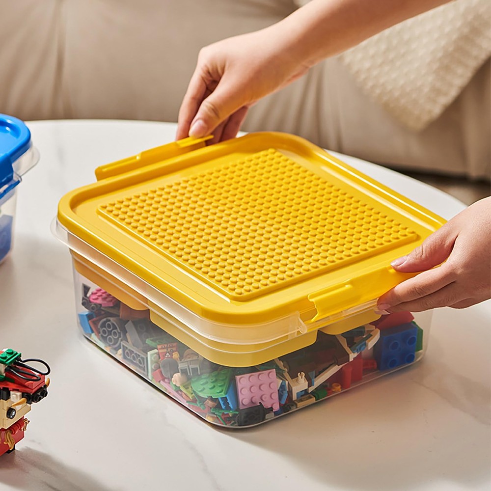 Toys Storage Organizer Bins for Lego, Building Blocks Storage with Building Base