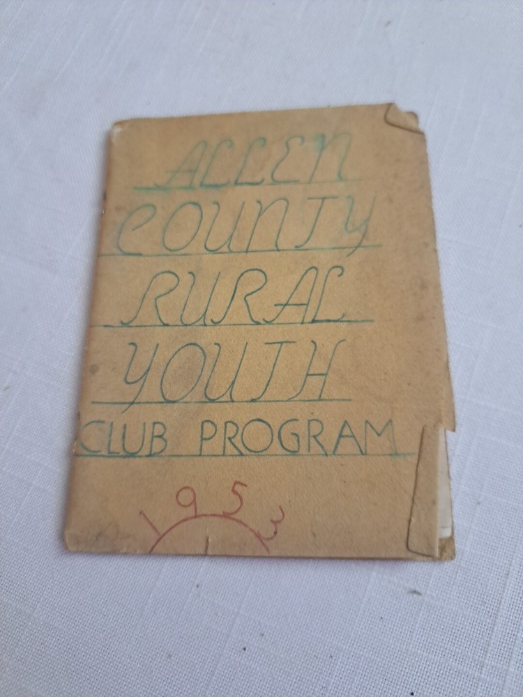 Vintage Allen County Rural Youth Club Program 1953 Booklet Allen County Indiana