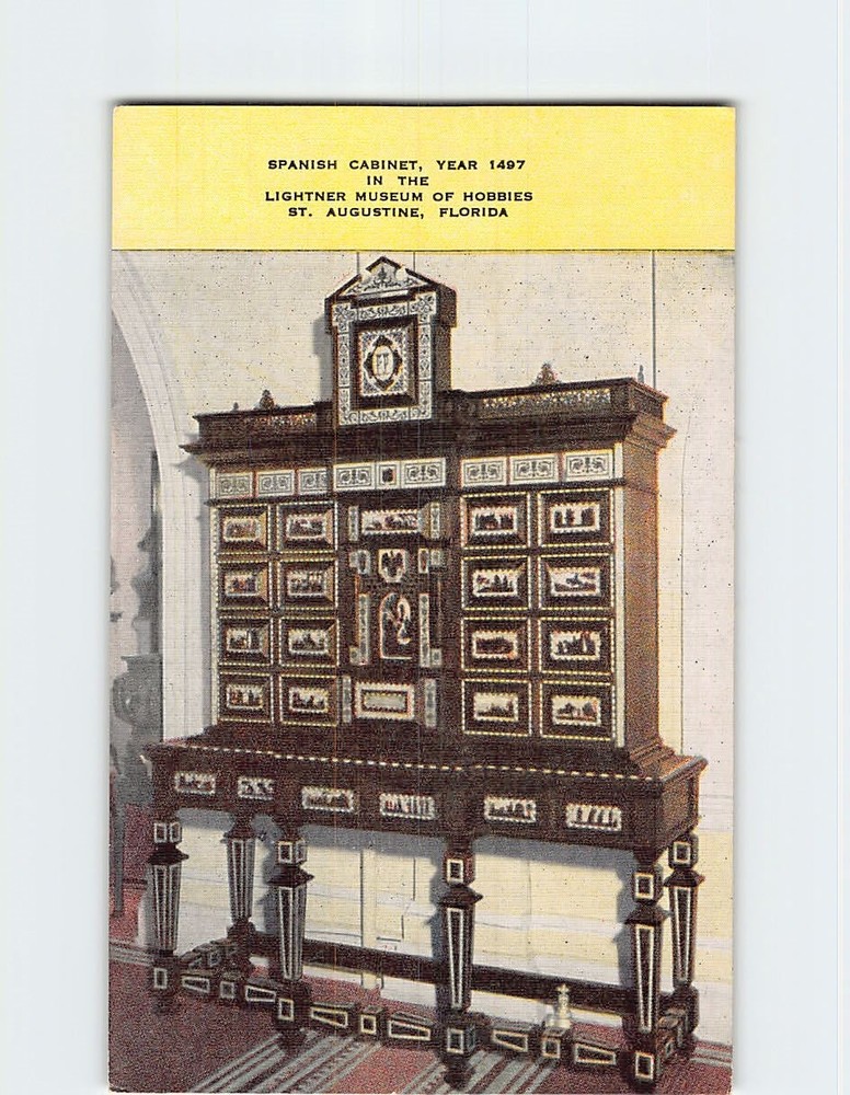 Postcard Spanish Cabinet Lightner Museum of Hobbies St. Augustine Florida USA