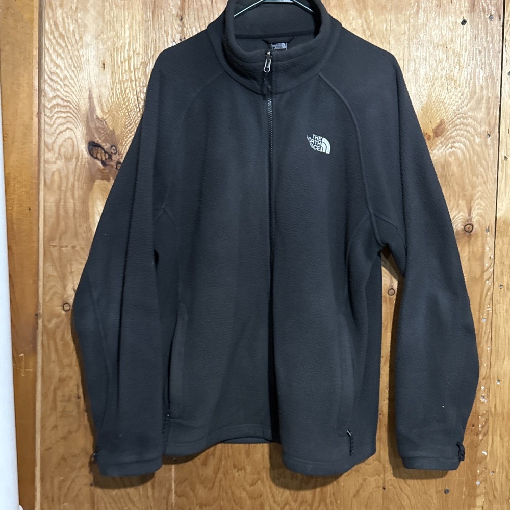 North Face Fleece Jacket Mens Xl Black Full Zip Pockets Fleece Lined