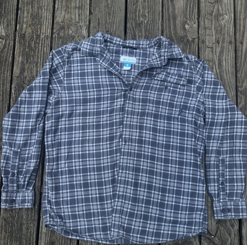 Columbia Men's Gray Plaid Long Sleeve Button-Up Shirt Regular XL