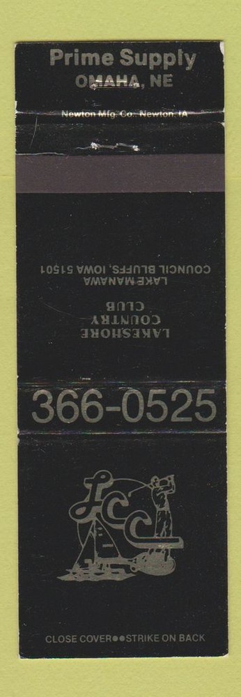 Matchbook Cover - Lakeshore Country Club Council Bluffs IA