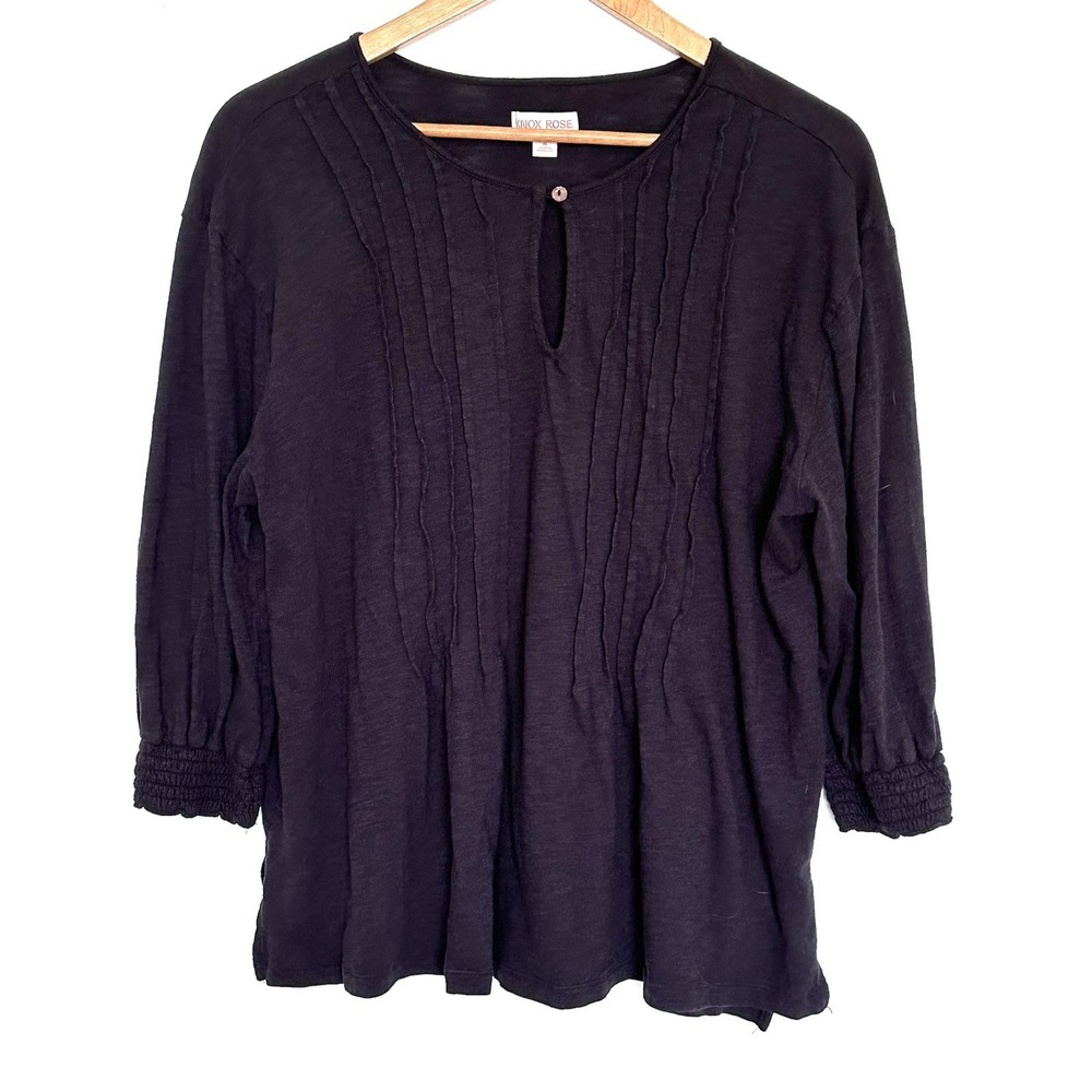 Knox Rose Shirt Women’s XL Black 3/4 Sleeve Blouse Top