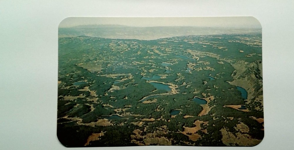 Vintage Aerial View Postcard of Grand Mesa Colorado Lakes Photochrome