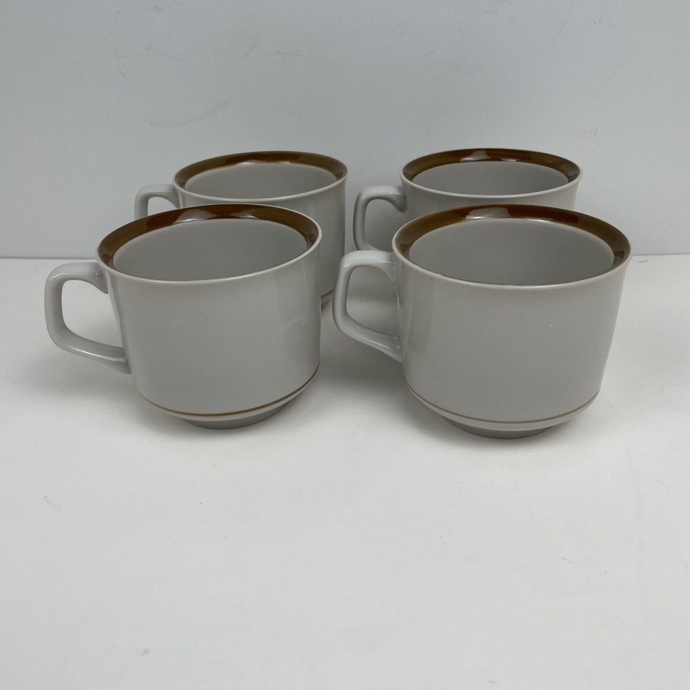Brown Monterrey Stoneware Made In Japan 8 Oz Coffee/Tea Cups set of 4 Vintage