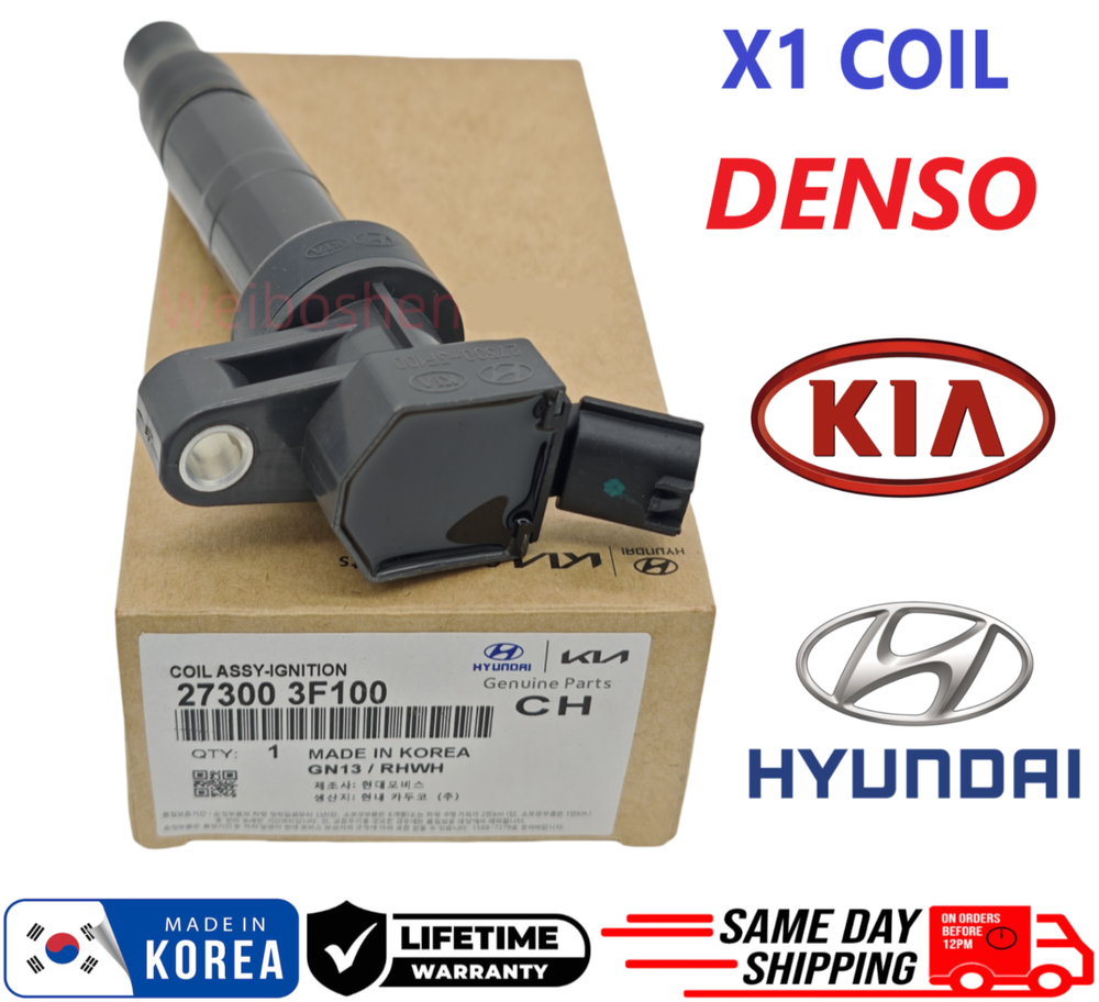 1 NEW Ignition Coil For 2008-2017 Hyundai & Kia I4 V8, 27300-3F100, GENUINE