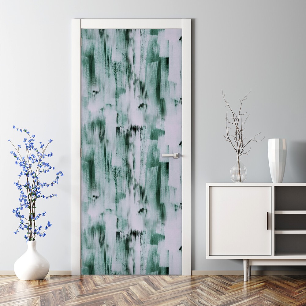 Modern Brush Touch Bubble-Free Abstract Watercolor Door Decal for Stylish Decor