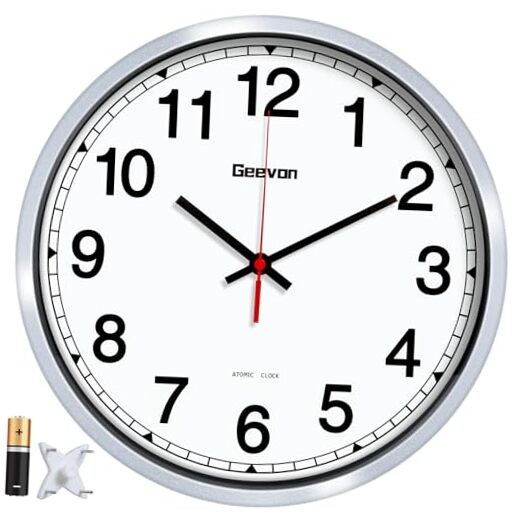 Atomic Wall Clock 14 Inch, Atomic Analog Wall Clocks Battery Operated, Large
