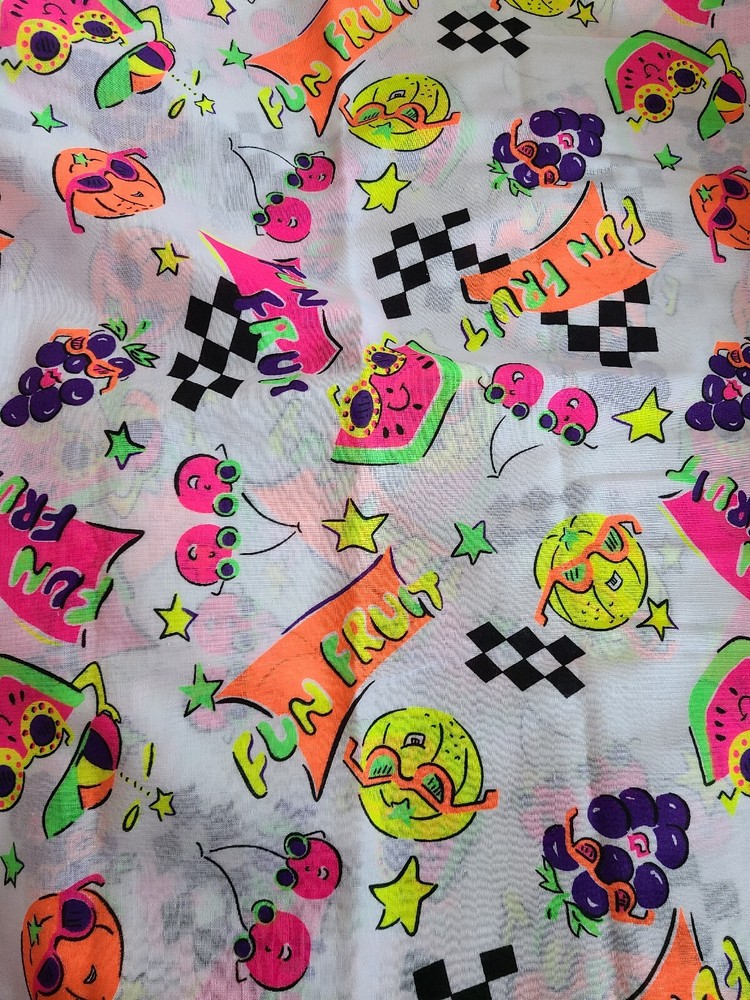 80s Abstract Print Neon Splatter Graffiti VTG Fabric Over 1.4 Yards-image