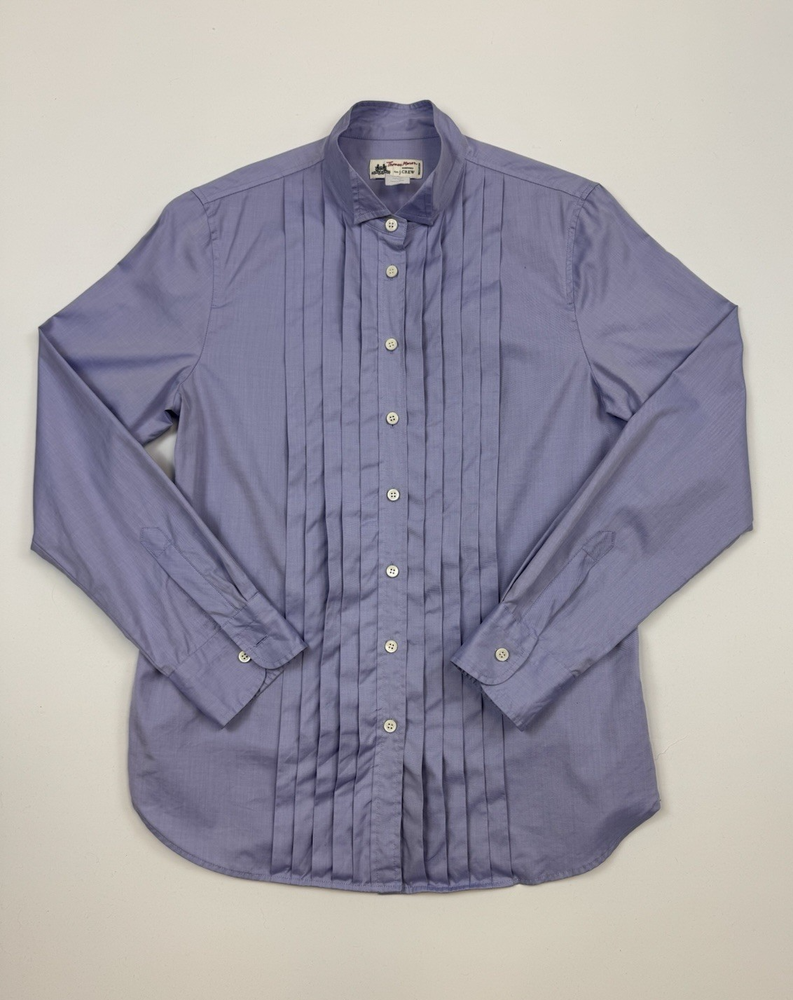 J.Crew Thomas Mason Women's S Pleated Tuxedo Button Long Sleeve light Blue