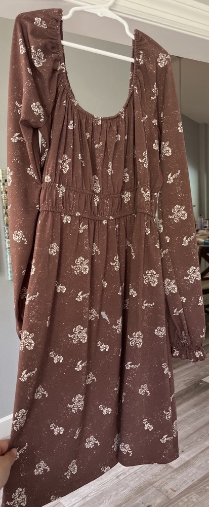 Girls SO Floral Boho Dress Size Girls M Long Sleeve Prairie Style Brown