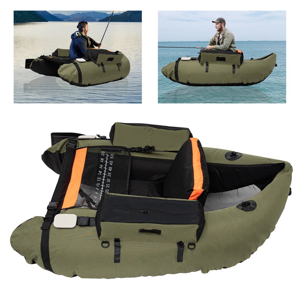 Inflatable Fishing Boat with Adjustable Backrest Supports 130kg Load