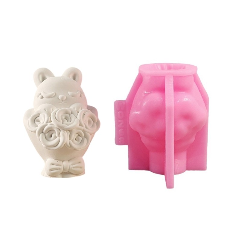 Rose Flower Rabbit Silicone Mold for Resin Cement Epoxy Craft