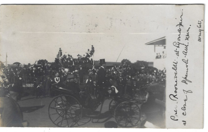 Pres. Roosevelt LYONS Fair NY James Wright Note RPPC Photo Postcard Wayne County