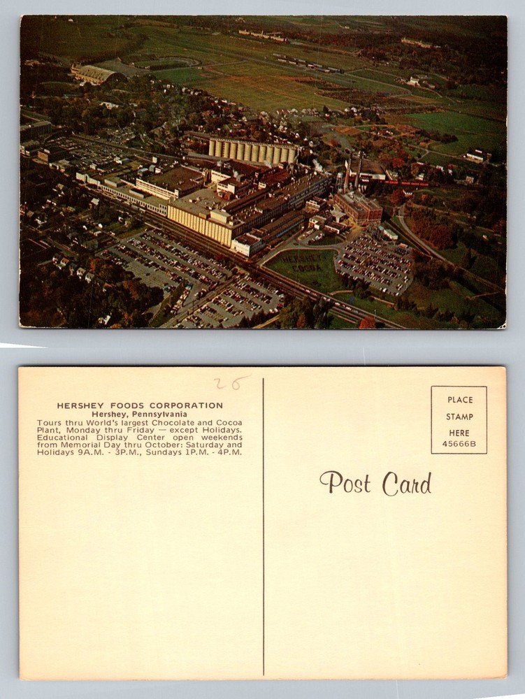 Hershey, PA-Pennsylvania, Hershey Foods Cocoa Plant Aerial View Vintage Postcard