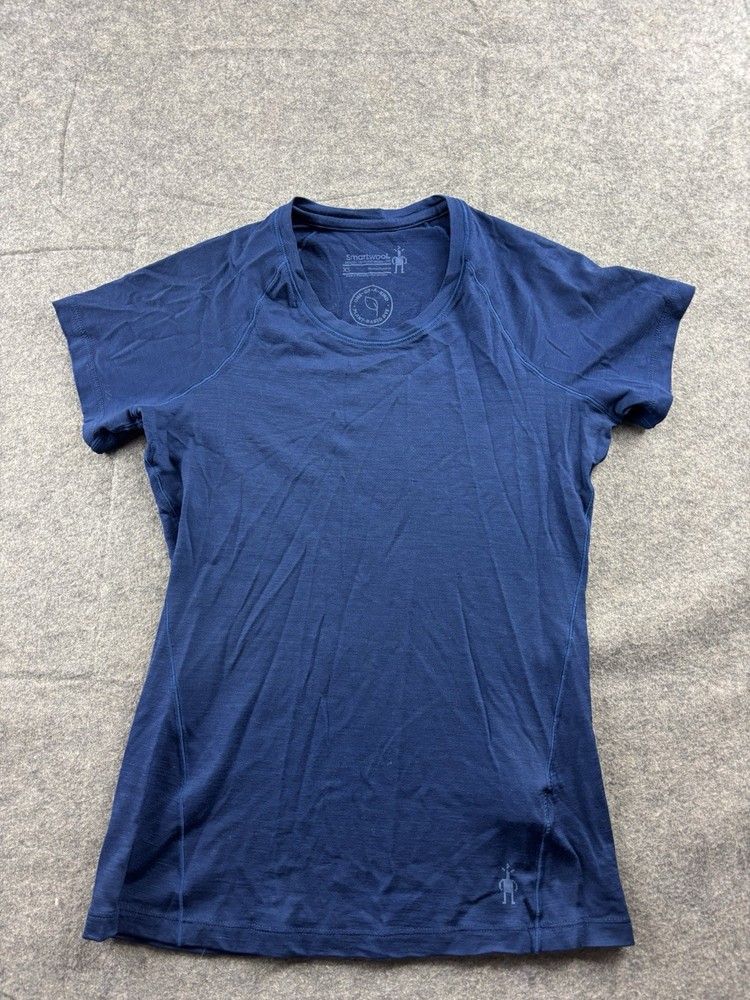 Smartwool Womens XS Blue Merino Wool Short Sleeve Tee Shirt Base Layer