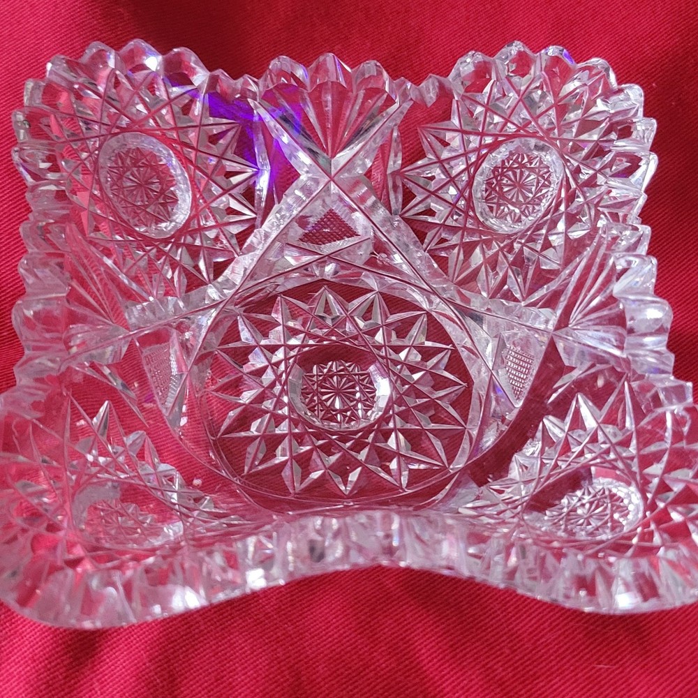 Antique American Brilliant Period Cut Nappy Trinket Jewelry Dish Sawtooth Mint