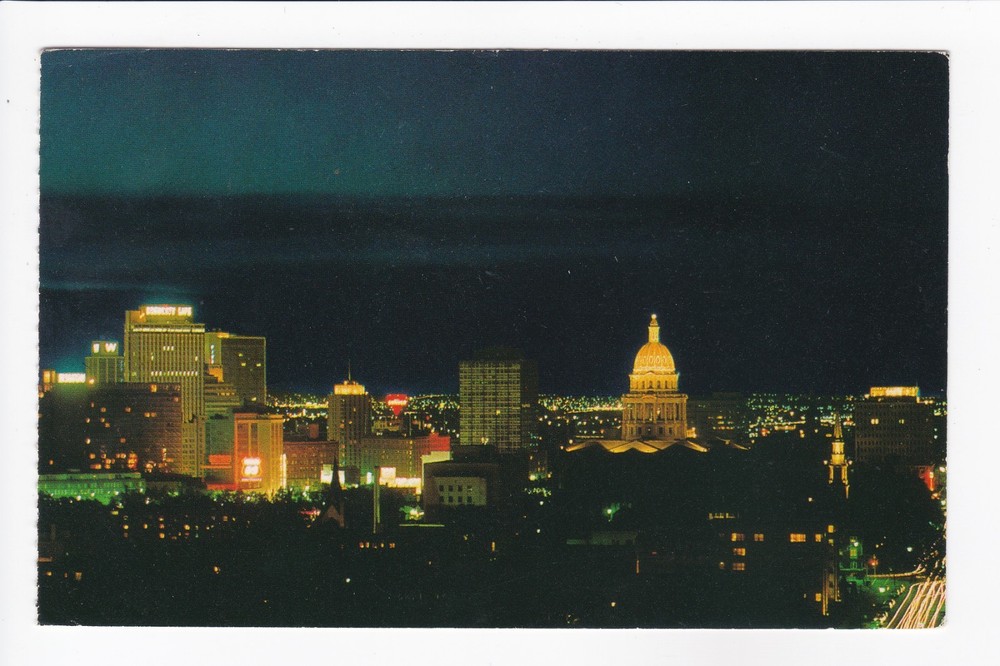 Sparkling Lights Of Denver Colorado At Night Chrome Postcard
