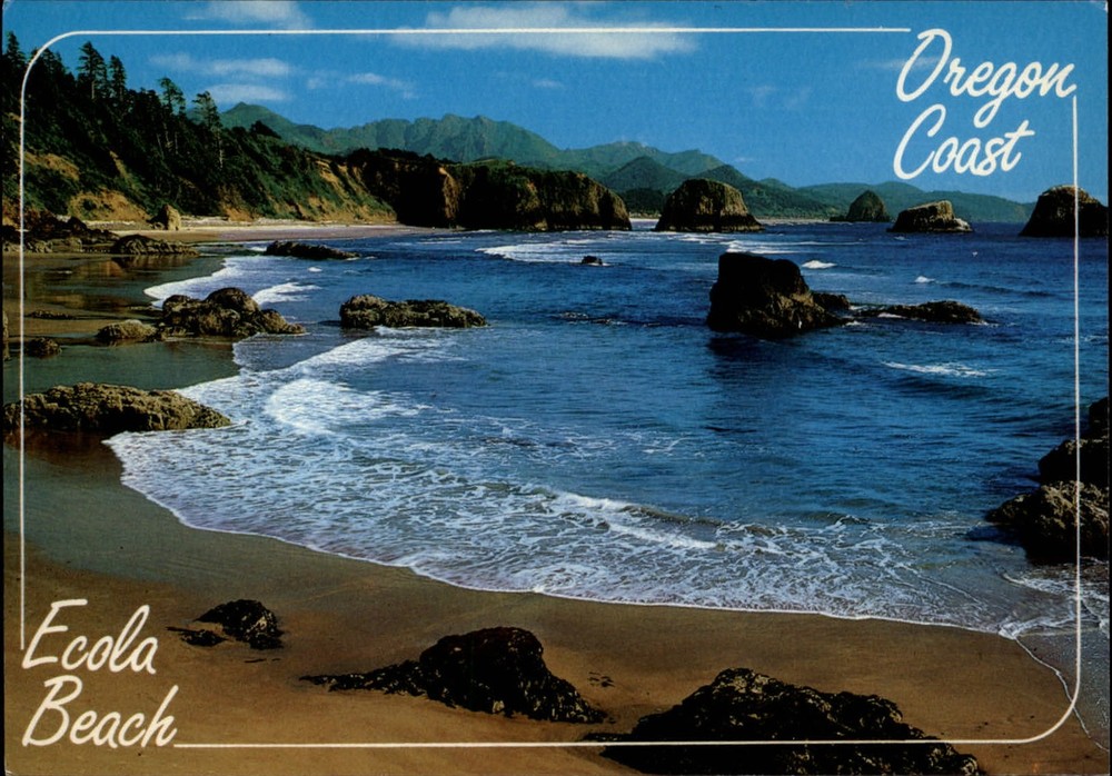 Oregon Coast Ecola Beach Haystack Rock formation ~ unused postcard sku253