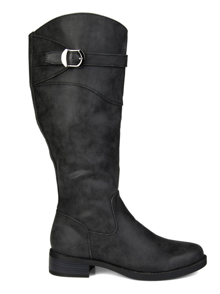 JOURNEE COLLECTION Womens Gray Brooklyn Almond Block Heel Riding Boot 8.5 XWC