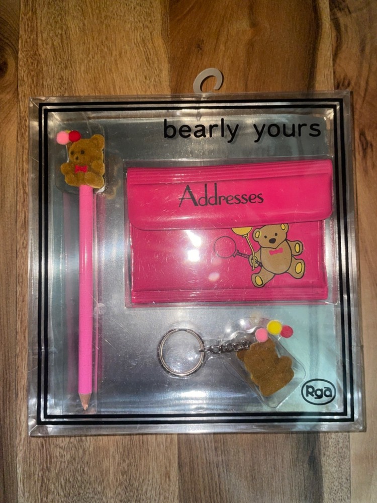 Vintage Bearly Yours Stationery & Address Book Just For Fun Bear Sanrio CLONE