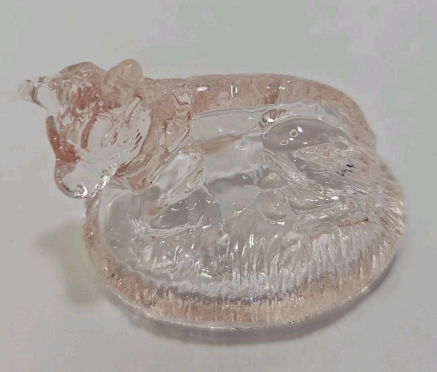 Vintage Mini Pink Depression glass Cow / Bull--Top Only, No Nest!!