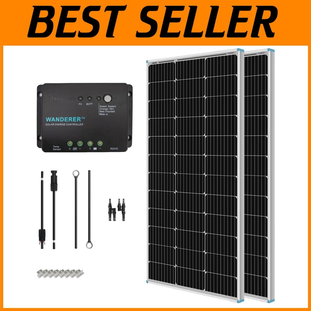 Versatile 200W Solar Panel Kit for Boats, RVs & Off-Grid Living - 30A Protection