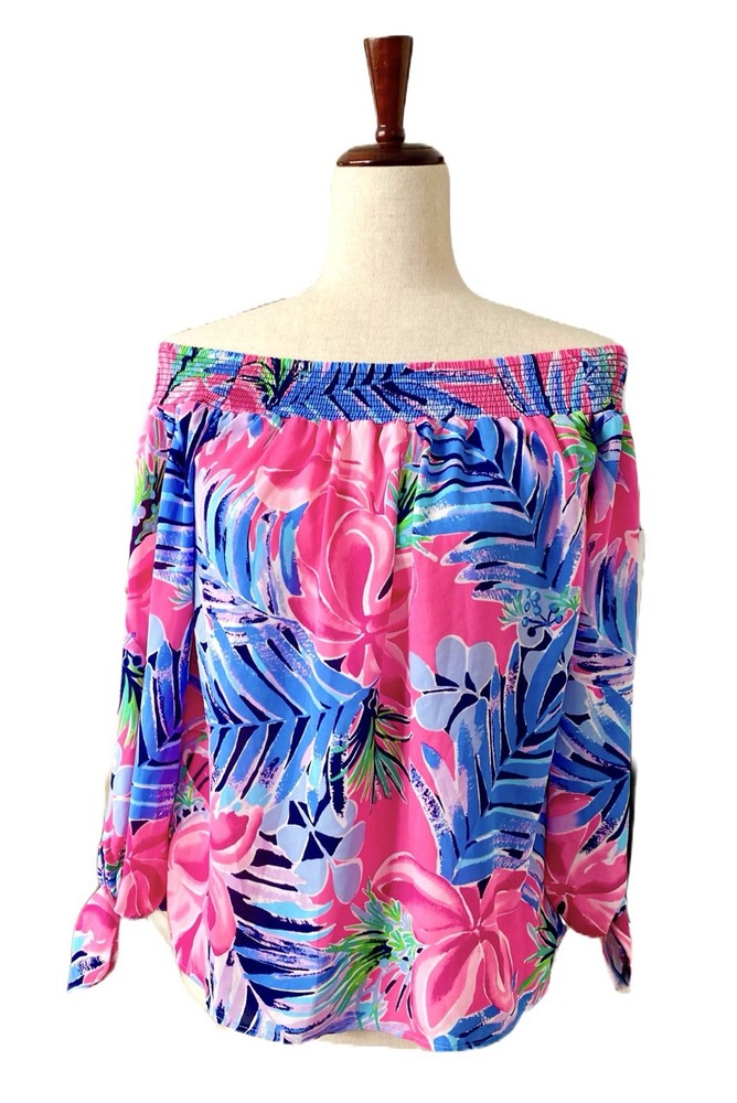 Lilly Pulitzer Off-the-Shoulder Maryellen Top in Cockatoo Pink Size Small