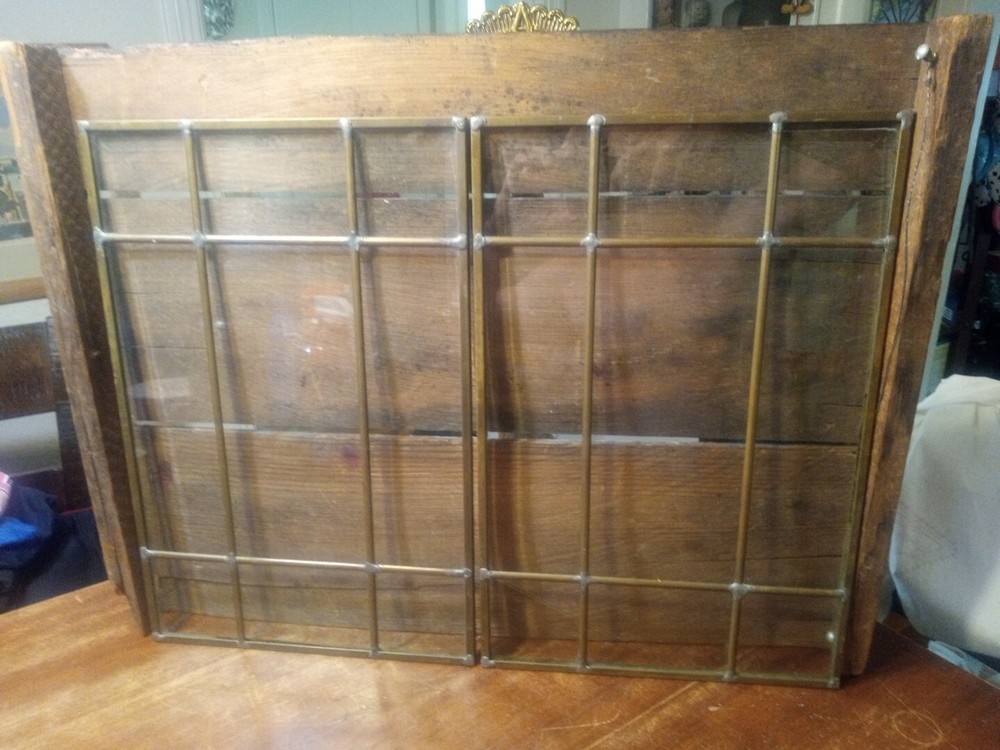 ANTIQUE LEADED GLASS WINDOWS Brass