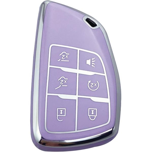 Key Fob Cover Case Compatible with 2021-2023 Suburban Tahoe Purple-Single Set