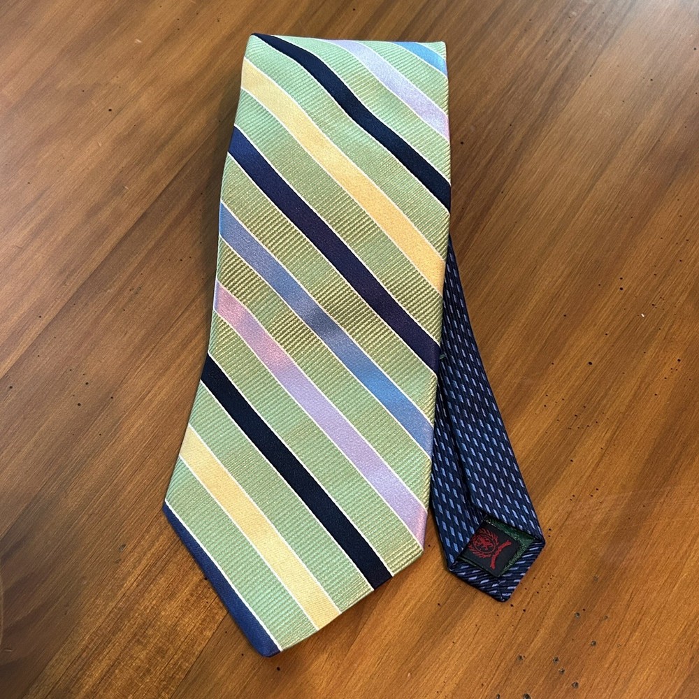 Vintage Tommy Hilfiger Green Blue 100% Italian Silk Men’s Neck Tie Made In USA
