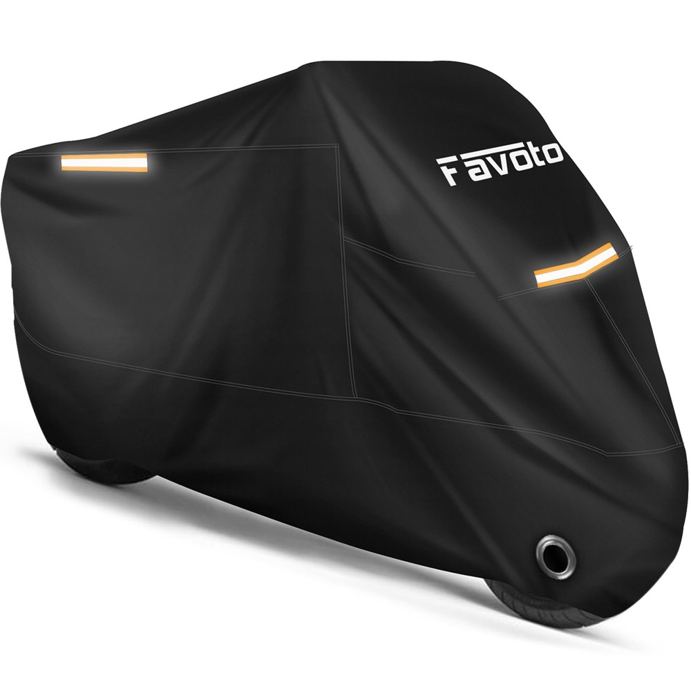 Universal Motorcycle Cover, All Season Waterproof, Reflective, Fits 96.5