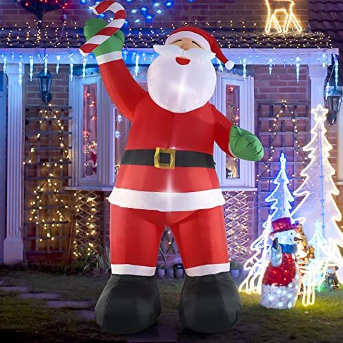 10ft Inflatable Christmas Decorations, Christmas Santa Claus 10ft Candy Santa