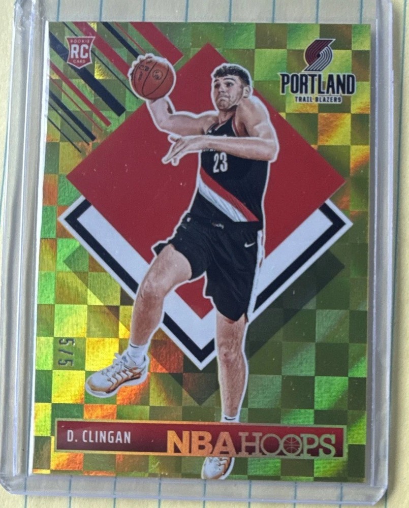 2024-25 Panini Nba Hoops - Yellow Checkerboard Donovan Clingan #293  /5 (RC)
