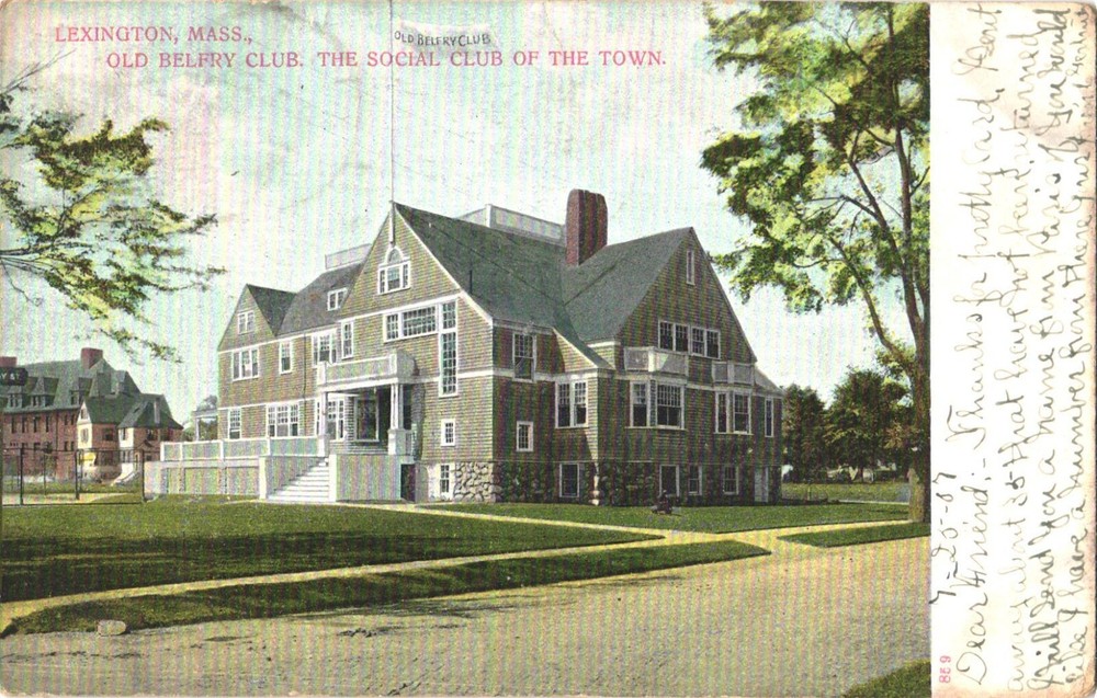 Old Belfry Club, The Social Club of The Town, Lexington, Massachusetts Postcard
