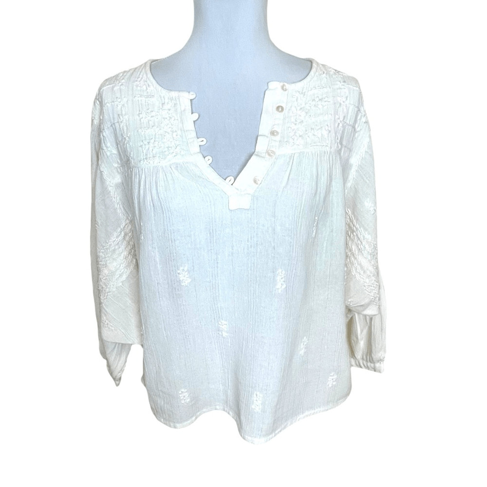 Rachel Zoe Boho Peasant Blouse Long Sleeve Off White Size Medium